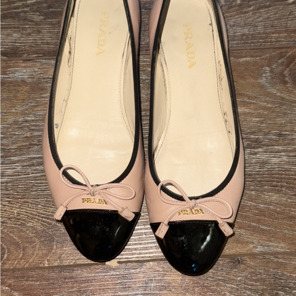 Prada Women's Blush and Black Loafers